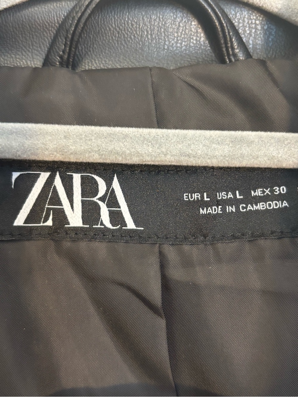 Zara Black Faux Leather Moto Jacket with Belt - Picture 4 of 4